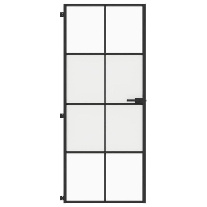 Vidaxl porte intérieure mince noir 83x201,5 cm verre trempé aluminium 155126_1