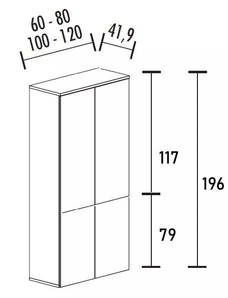 Armoire de rangement 4 portes fermeture à poussoir hauteur 196 cm (4 largeurs au choix) So Madrid_1