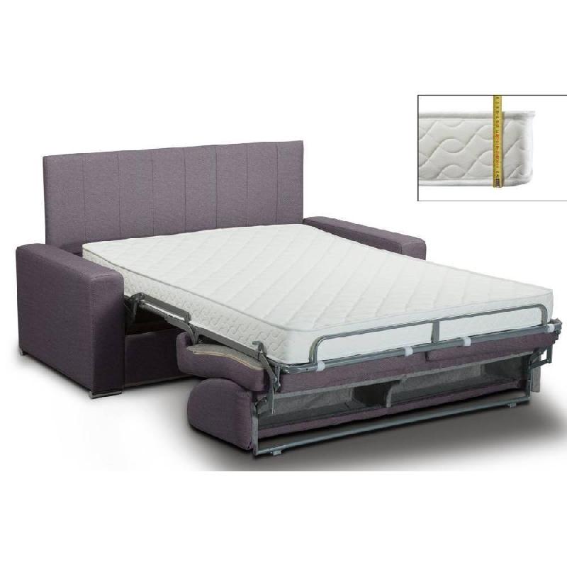 Canapé lit 4 places express Renatonisi - 160 cm - Matelas 16 cm - Tête de lit intégrée - Tweed violet_1