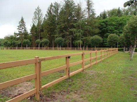 Clôture pour chevaux en PVC et bois - Artbois Horse Stop - 2 lices, 1m50, marron clair_1