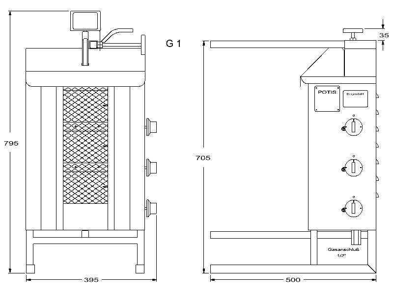 Machine à kebab gaz G1 POTIS_1