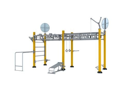 Station Cross Training - HER-01 avec banc, roues suspendues, échelles et barres parallèles_1
