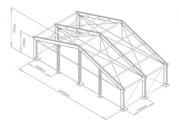 Tente de stockage fermée - structure fixe en aluminium et acier - couverture PVC multicouche - porte, fenêtre et système d'éclairage_1
