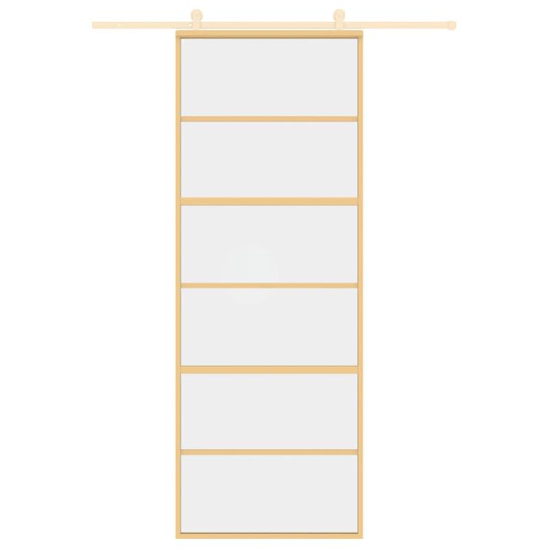 Vidaxl porte coulissante doré 76x205 cm verre esg clair et aluminium 155160_1