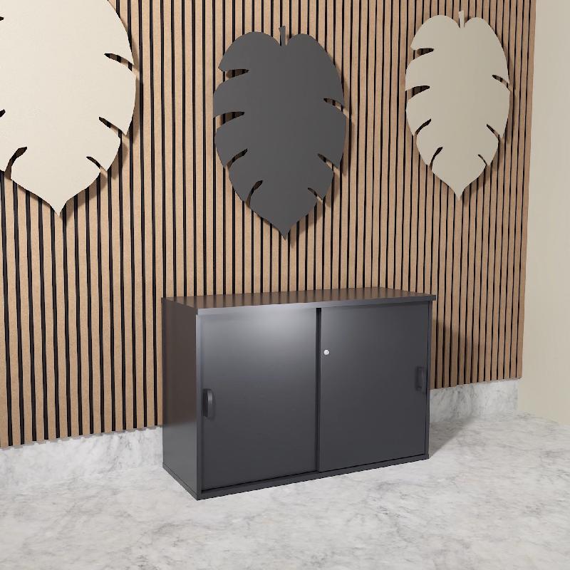 Armoire basse à portes coulissantes Mobel Linea. - 100, Gris anthracite, Gris anthracite_1