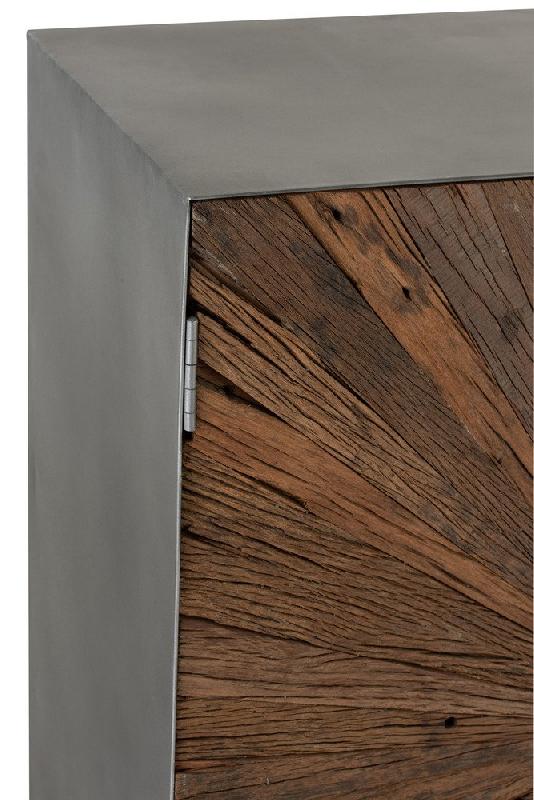 Buffet Tina - 2 portes en bois marron avec pieds en métal noir et 3 étagères de rangement_1