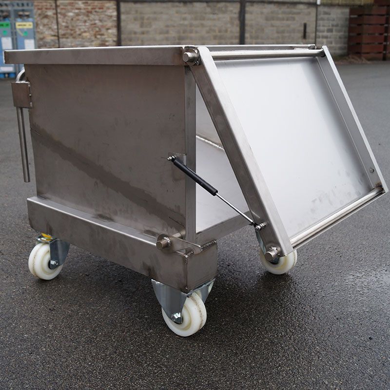 Benne à fond incliné 135 L - ouverture par compas-gaz - charge max 250 kg - made in France_1