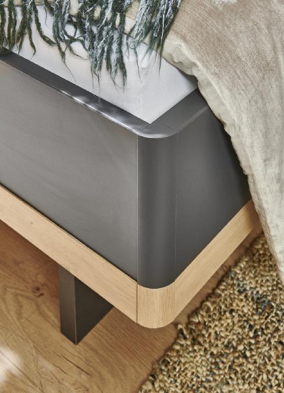 Cadre de lit avec chevets GIRBO 180 x 200 cm - Design graphite et chêne artisan - 3 hauteurs réglables_1