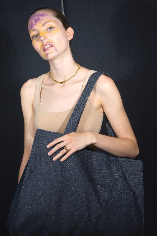Grand sac shopping denim - Kimood - Réf: KI5229 - 70% coton recyclé / 30% polyester recyclé_1