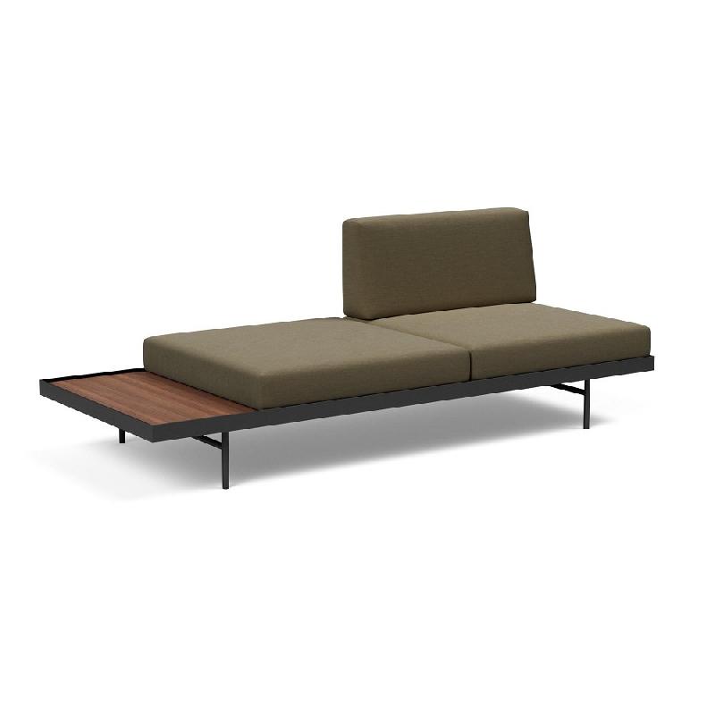 INNOVATION LIVING - Canapé design convertible Puri 195x80 cm en tissu Vivus Dusty Olive avec table en noyer_1
