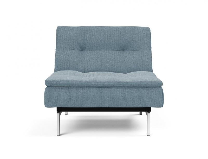 Innovation Living - Fauteuil design Dublexo convertible lit 90x115 cm - Pieds chromés - Tissu Soft Indigo_1