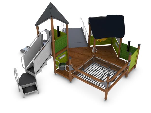 Structure multi-jeux 3 à 12 ans - Hags Uniplay Levander 8061769 - Poteaux en bois et panneaux en bois, fondation à enterrer_1