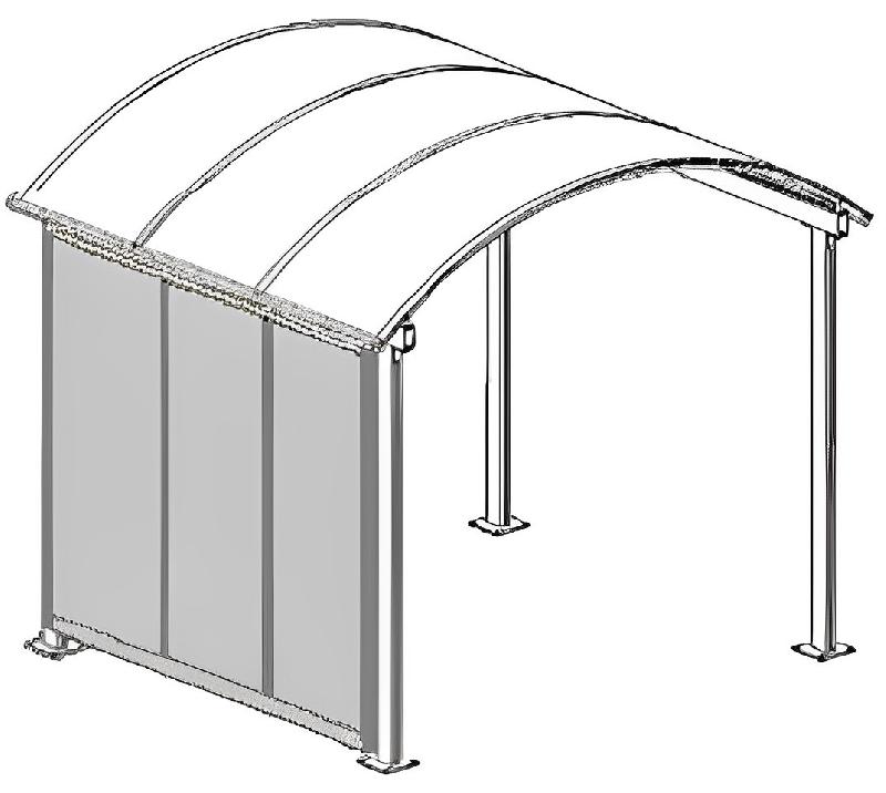 Abri multifonction longitudinal - Structure aluminium thermo-laquée - Toiture polycarbonate alvéolaire_1
