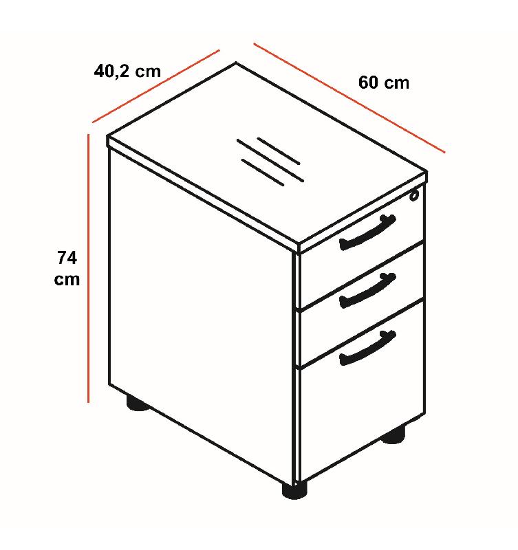 Grand caisson pour dossiers suspendus - MDD - Bouleau clair, Gris anthracite_1