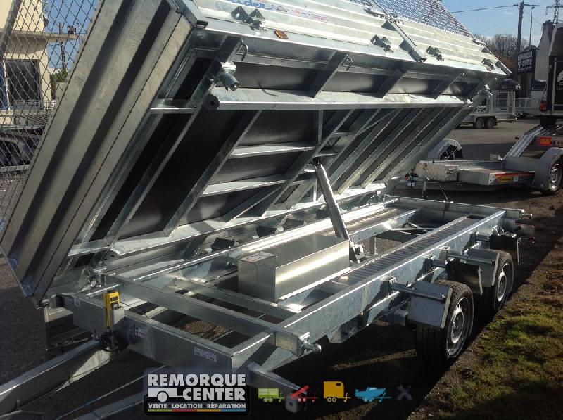 Benne Lider - PTAC 3500 Kg - 2 essieux freinés - Pompe électrique et manuelle - 400 x 190 x H35 cm - Référence PW1.2LUX_1