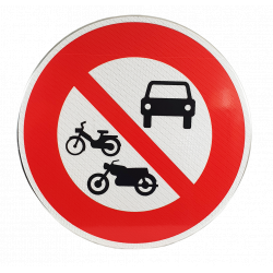 Panneau d'interdiction B7b - Accès interdit à tous les véhicules à moteur - personnalisable - WP Signalisation_1