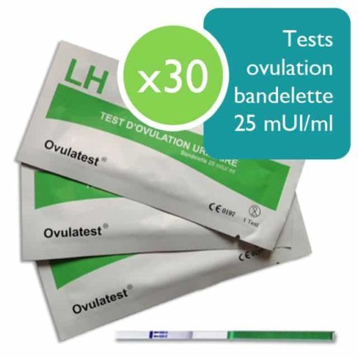 Test d'ovulation ovulatest 30 tests bandelette 25 mui Prix
