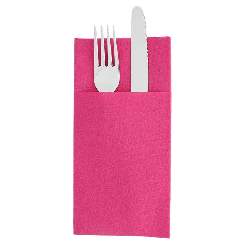Serviette-étui pour couverts intissé fuchsia 40x40cm - par 700_1