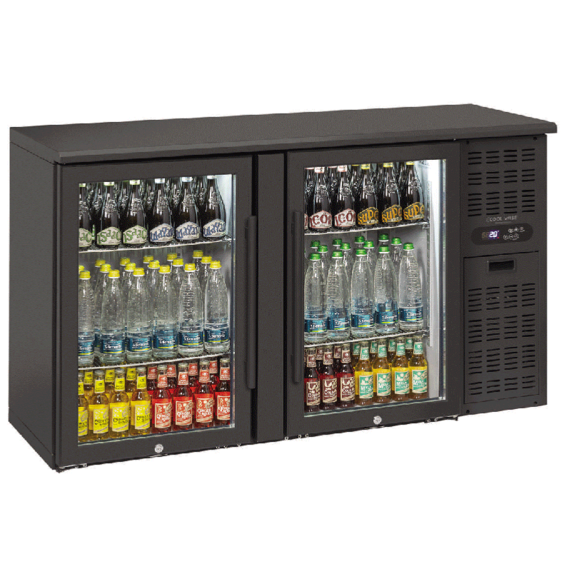 Arrière-bar noir 2 portes vitrées - 315 L | Coolhead - QBG200_1