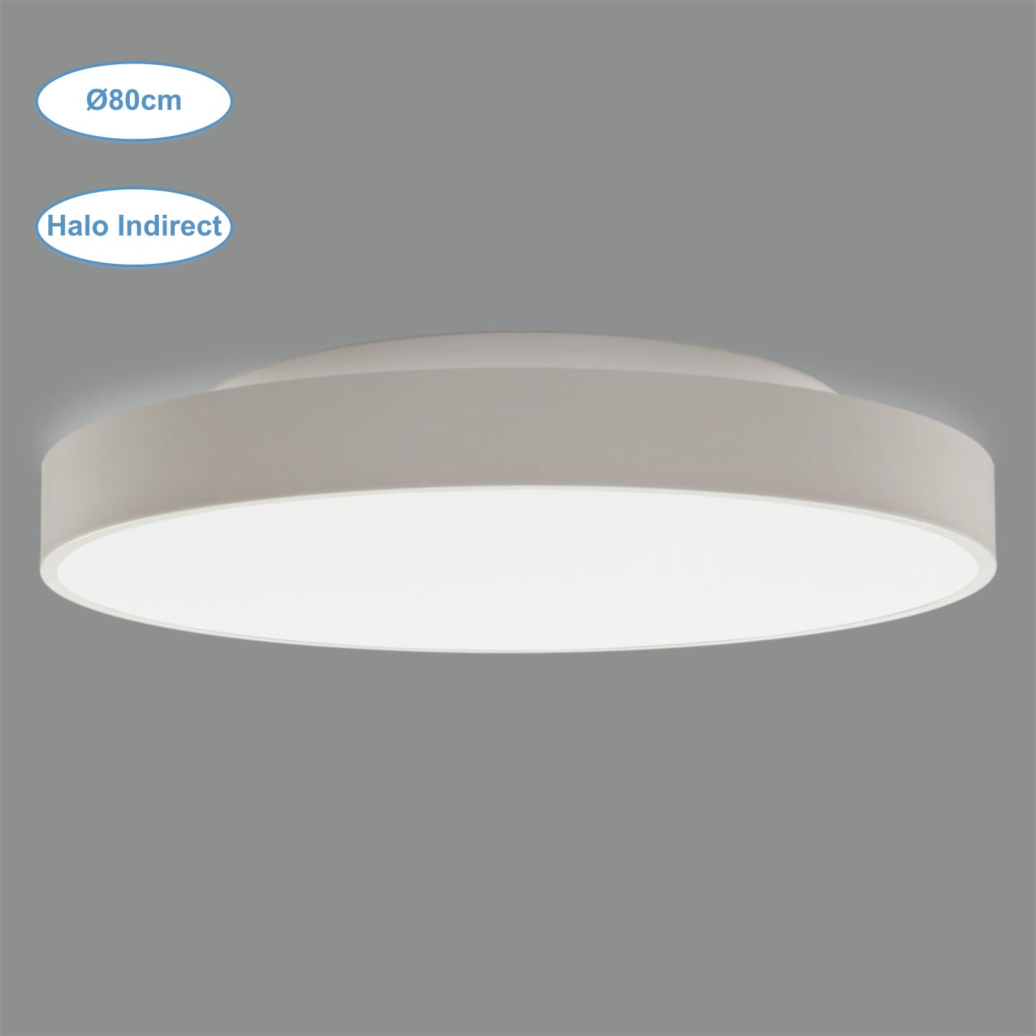Plafonnier Led Ø80cm - 80W 7300lm - Halo Indirect 12W - Blanc ou Noir - Installation en saillie_1