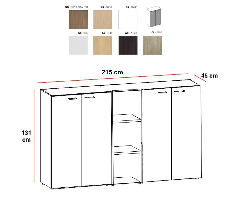 Armoire moyenne 4 portes avec niche - Quadrifoglio - Noyer Canaletto_1
