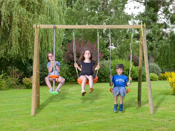 Berry - Portique bois NATURA 1,90 m (3 agrès), pour 4 enfants_1