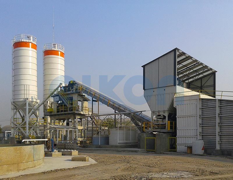 Elkomix-160 centrale à béton fixe - 150 m³/h - capacité trémie 4x30 m³ - malaxeur double arbres_1