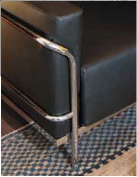 Canapé d'accueil 2 places en cuir noir Soft - Structure acier chromé - Référence 8990 CA A_1