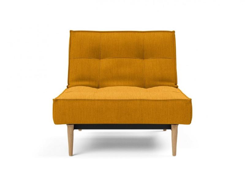 Innovation Living Fauteuil-lit Splitback Styletto convertible - 90x115 cm - Pieds chêne naturel - Tissu Elegance Burned Curry_1