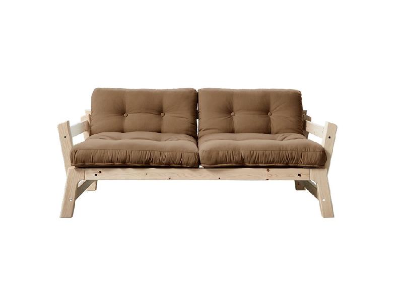 Banquette convertible futon STEP en pin massif - Coloris mocca - Couchage 70 x 200 cm - Design élégant et compact_1