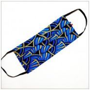 Masque lavable en tissu VDM - 4 couches - Barrette nasale - Modèle écaille bleu et or_1