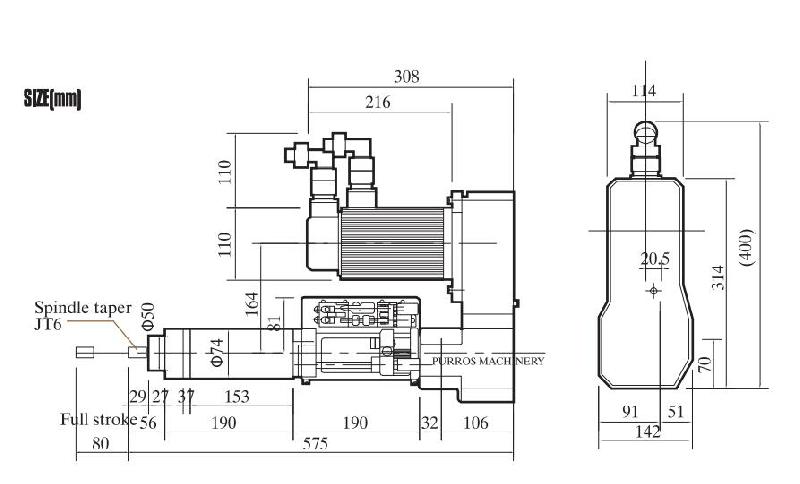 Unité de perçage PRST3-H/L108 - avance asservie - 1.8kW - course 70mm - taraudage aluminium M12 / acier M10_1