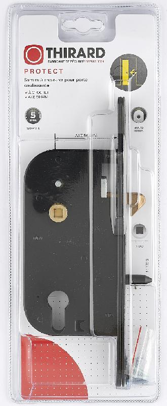 Serrure encastrée THIRARD - bec de cane - axe 50 mm - acier - têtière noire à bouts ronds_1