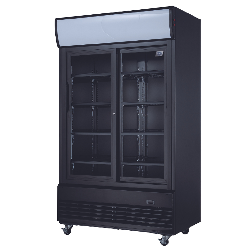 Armoire à boissons 2 portes battantes - bandeau lumineux - 800 L - réfrigération ventilée - vitrée - sur roues_1