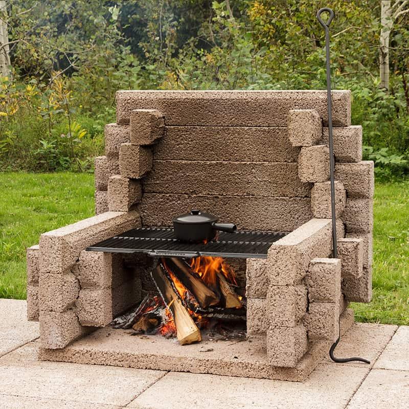 Foyer pique-nique à dossier - polyvalent pour barbecue et feux de plaisance, avec accessoires inclus_1