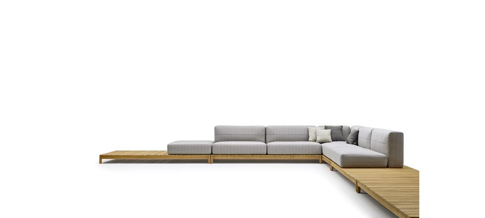 Salon intérieur/extérieur modulable - structure en teck massif certifiée FSC - coussins en mousse HR_1