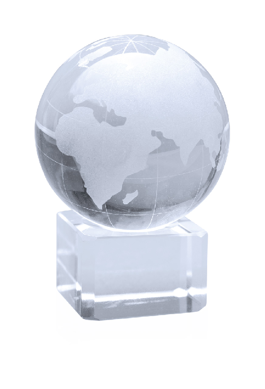 Globe en verre transparent - sur cube de verre - avec boîte cadeau magnétique - 400g_1