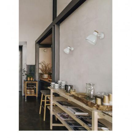 Applique murale VALAN en acier - Ampoule E27 - Coloris blanc et chêne_1