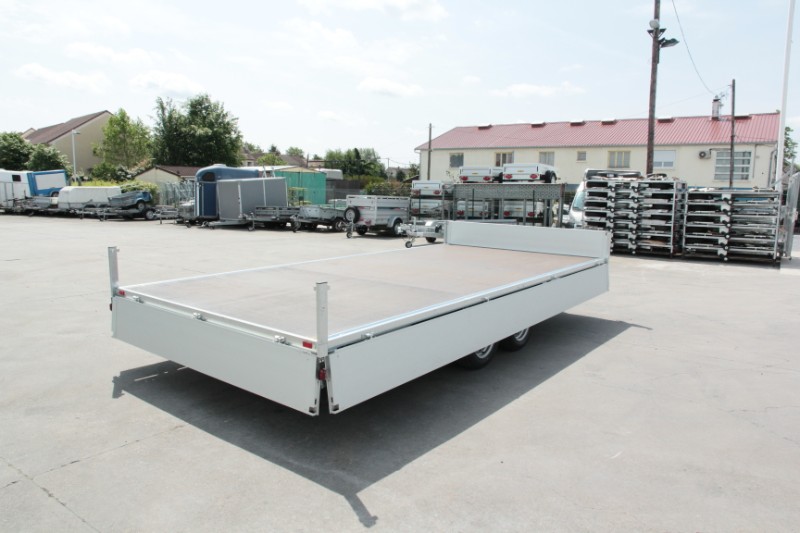Remorque plateau HUMBAUR HN 305225 GR - 2 essieux, roues surbaissées, ridelles alu, PTAC 3000 kg_1