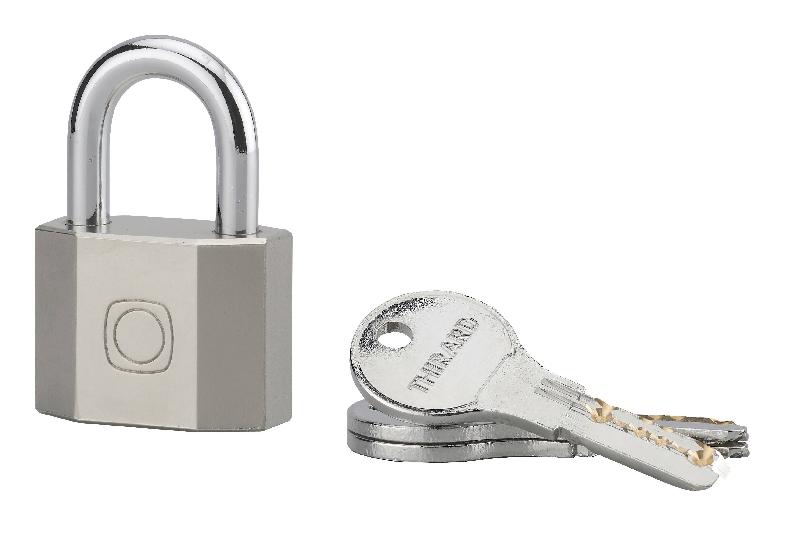 Cadenas à clé Octo 40mm - anse acier cémenté nickelé - 3 clés réversibles - Thirard_1