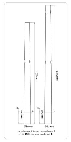 Potelet wilmotte - le potelet - hauteur 1400 mm_1