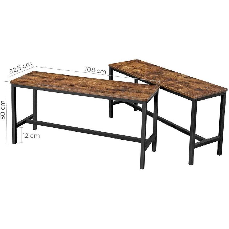 Tables-bancs ensemble de 2  L108 x P32.5 x H50 cm_1