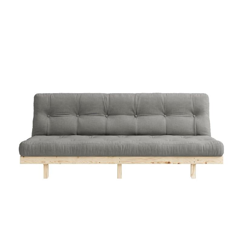 Banquette convertible futon LEAN - Pin massif naturel - Coloris gris - Couchage 130x190 cm - Matelas futon capitonné_1