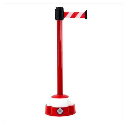 Gamme STRAP - Poteau de signalisation à sangle étirable - Direct Signalétique - Aluminium sur socle lestable, tube surmonté d'une tête à sangle_1