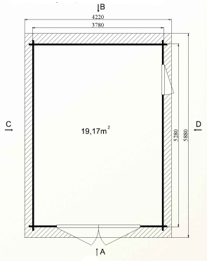 Garage simple bois tulipe 22 / 22 m² / toit plat / porte battante / 3.98 x 5.48 x 2.40 m_1