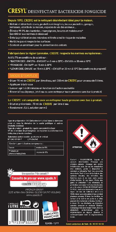 Désinfectant SPADO crésyl - Liquide 1L - Nettoyage et désinfection des surfaces_1
