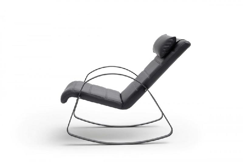 Fauteuil relax RICK - tissu 100% polyuréthane - piétement métal noir mat - design et confort avec têtière incluse_1