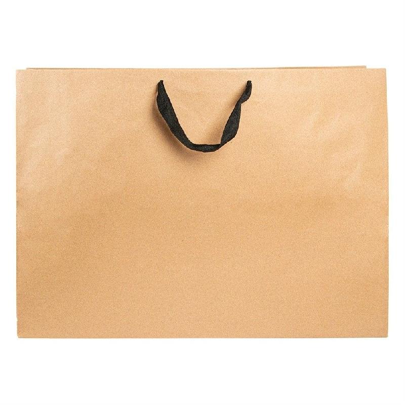 Sac luxe kraft naturel anses coton noir 60+18x42cm - par 50_1