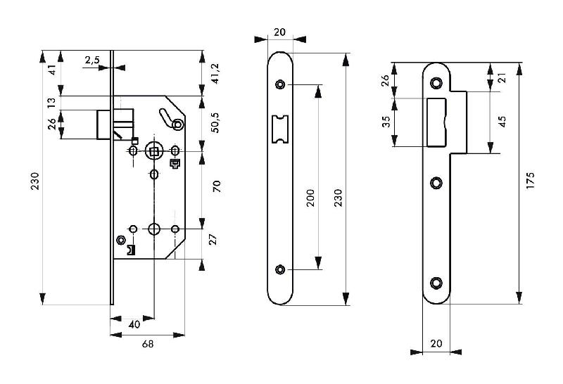 Serrure à encastrer pour porte intérieure Monomax NF - têtière inox - réversible sans démontage_1