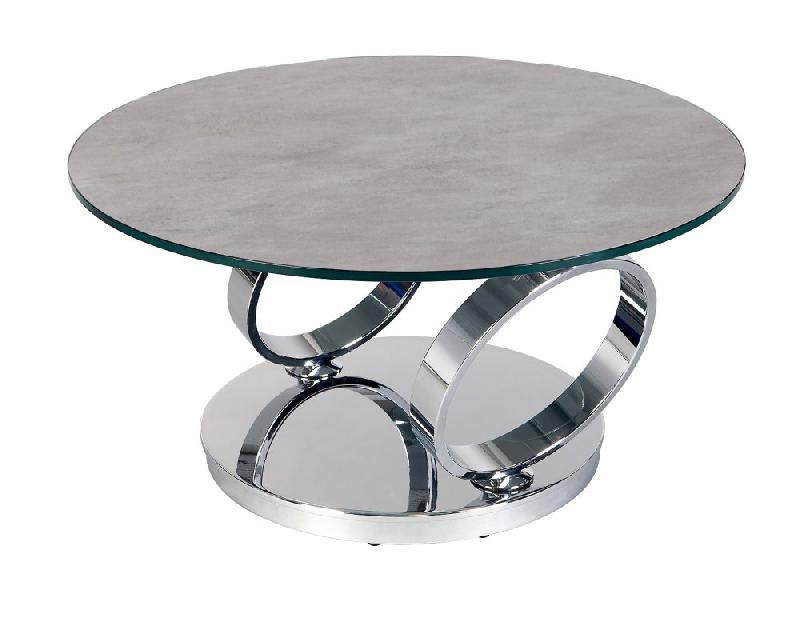 Table basse Olympe - plateaux pivotants en verre trempé et céramique ciment, design élégant et robuste_1